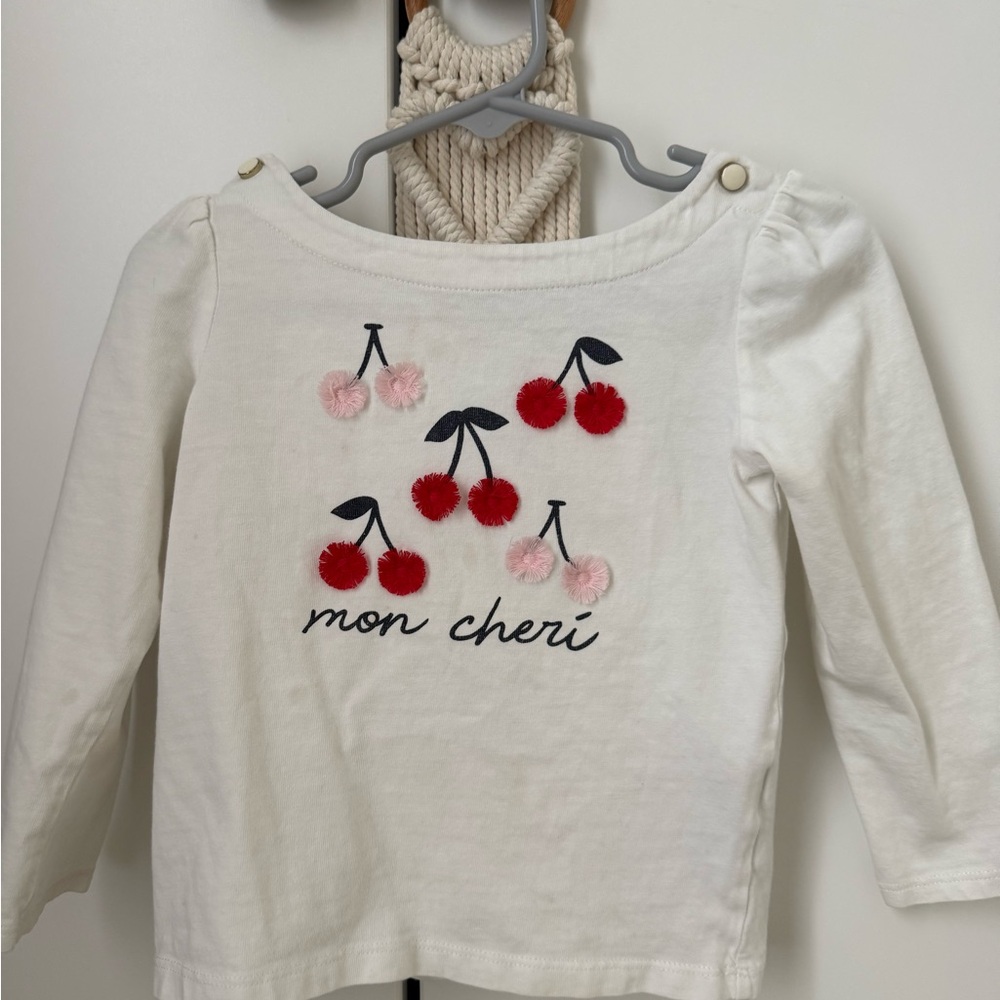 Janie and Jack White Cherry Long Sleeve Tee - Picture 3 of 4